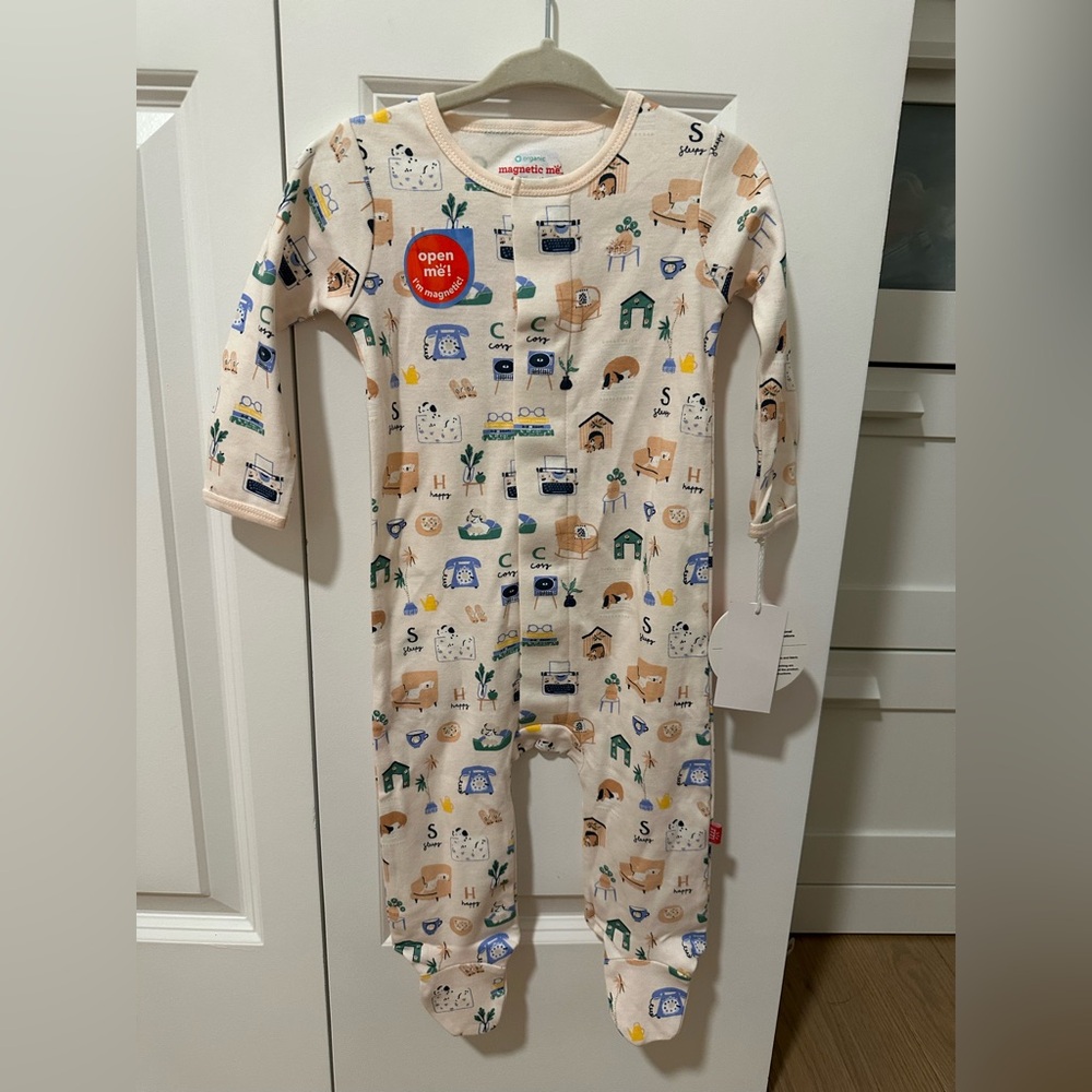 Magnetic Me Footie Organic Cotton in Cozy Days Print